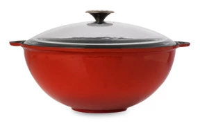 Казан с крышкой LAVA d30 см, 6 л, чугун, стекло, красный