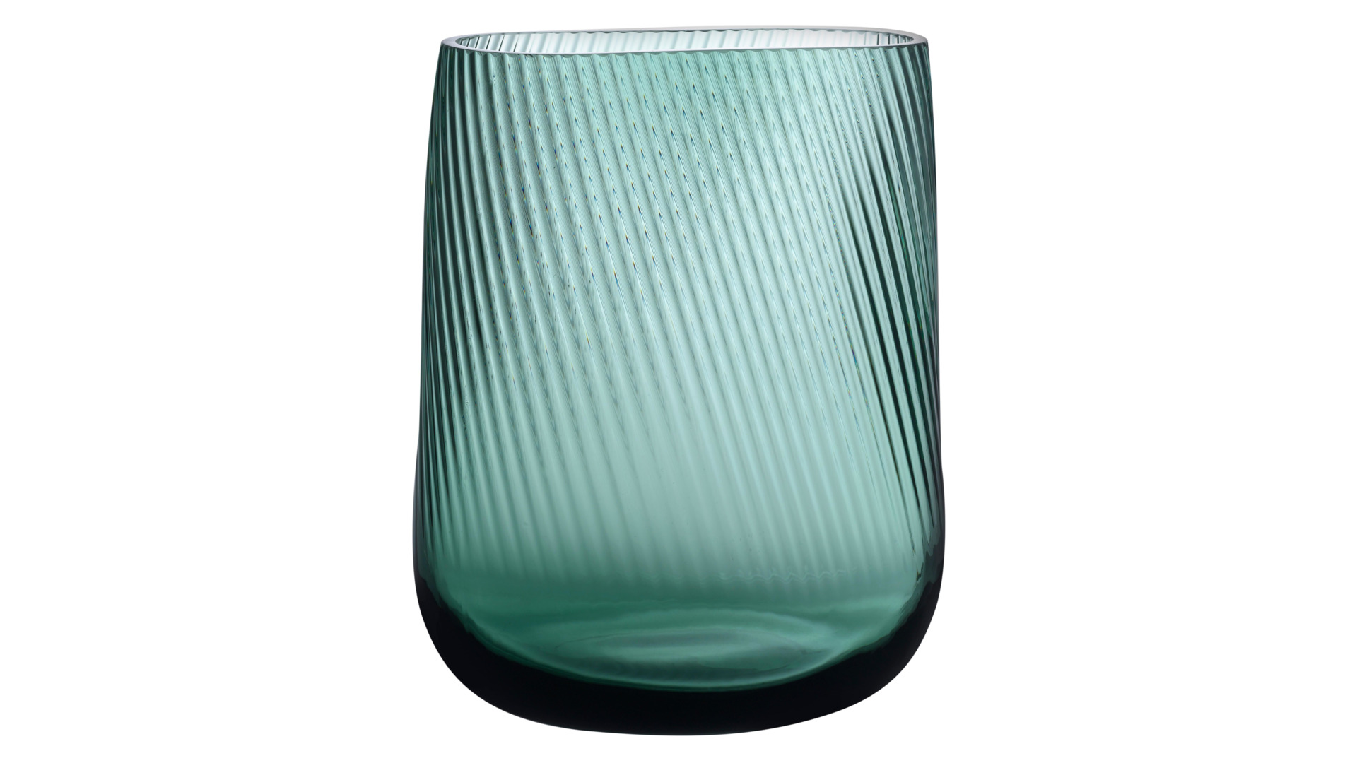 Ваза прямоугольная Nude Glass Опти 24х20 см, стекло хрустальное, зеленая