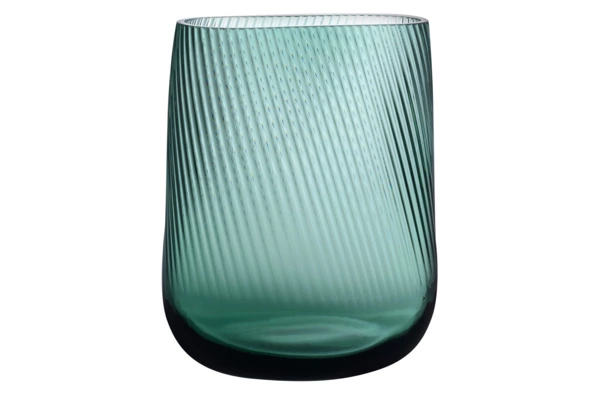 Ваза прямоугольная Nude Glass Опти 24х20 см, стекло хрустальное, зеленая