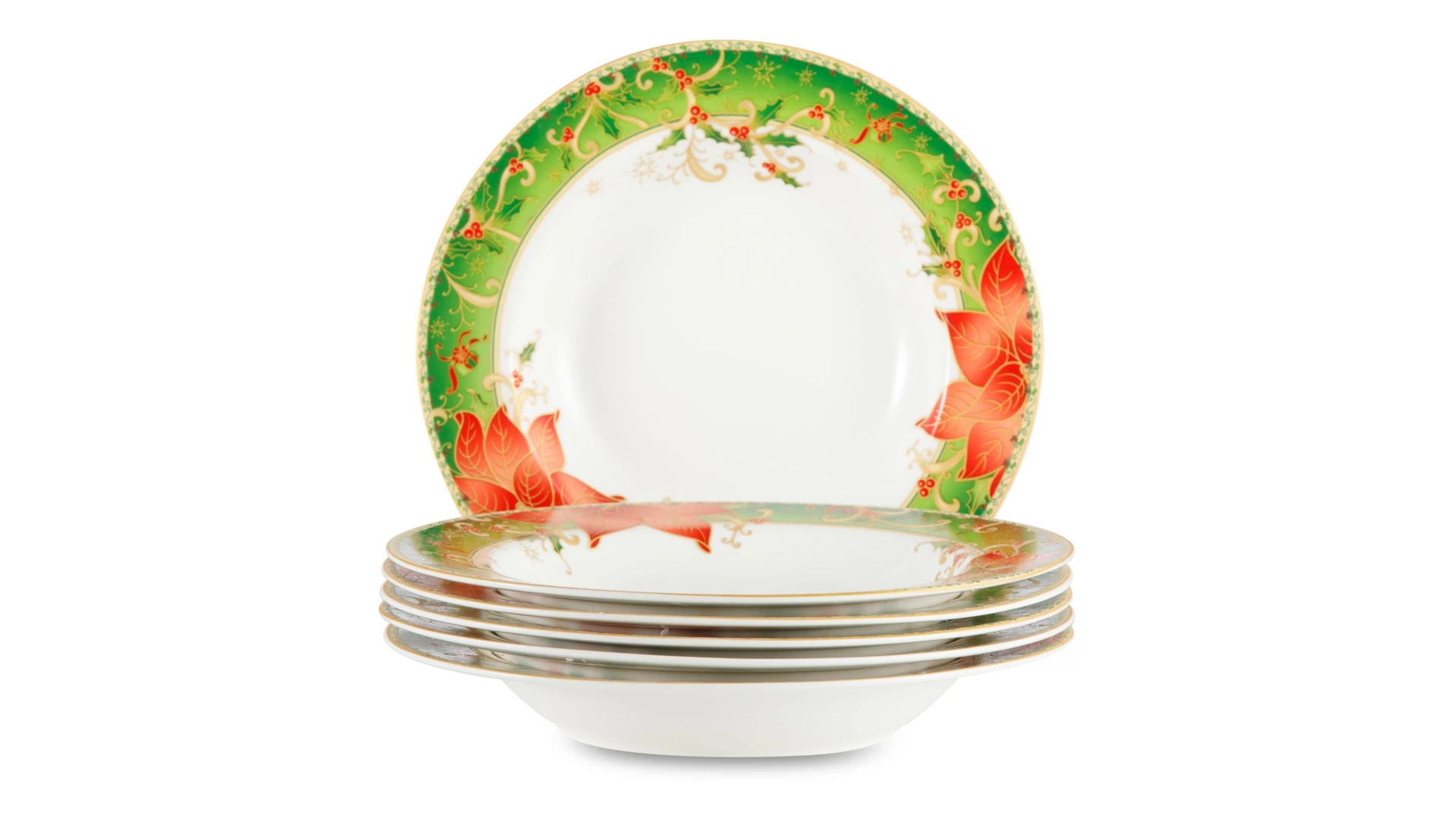 Набор тарелок суповых Lamart Palais Royal Рождественская звезда 23 см, 6 шт, фарфор