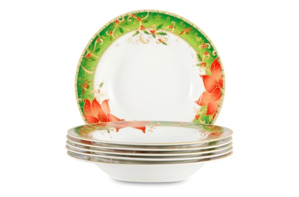 Набор тарелок суповых Lamart Palais Royal Рождественская звезда 23 см, 6 шт, фарфор