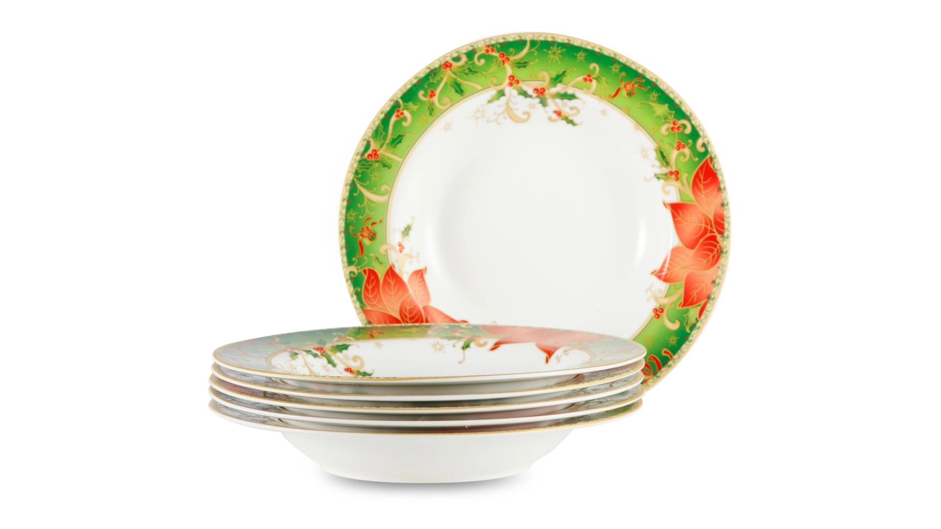 Набор тарелок суповых Lamart Palais Royal Рождественская звезда 23 см, 6 шт, фарфор