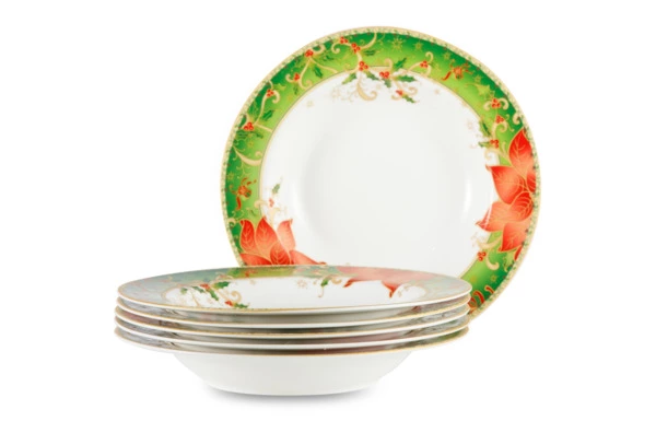 Набор тарелок суповых Lamart Palais Royal Рождественская звезда 23 см, 6 шт, фарфор