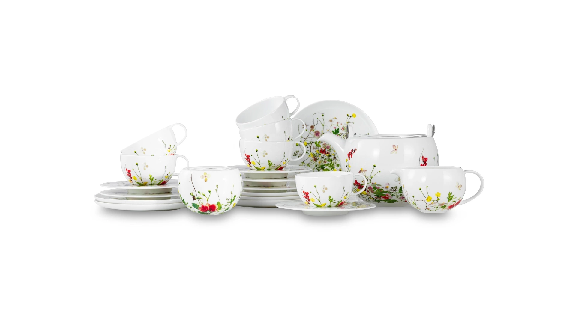 Сервиз чайный Rosenthal Дикие цветы на 6 персон 21 предмет №3, фарфор костяной