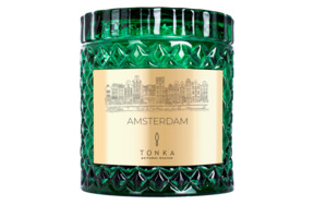 Свеча ароматическая Tonka Amsterdam 220 мл, стакан зеленый, п/к