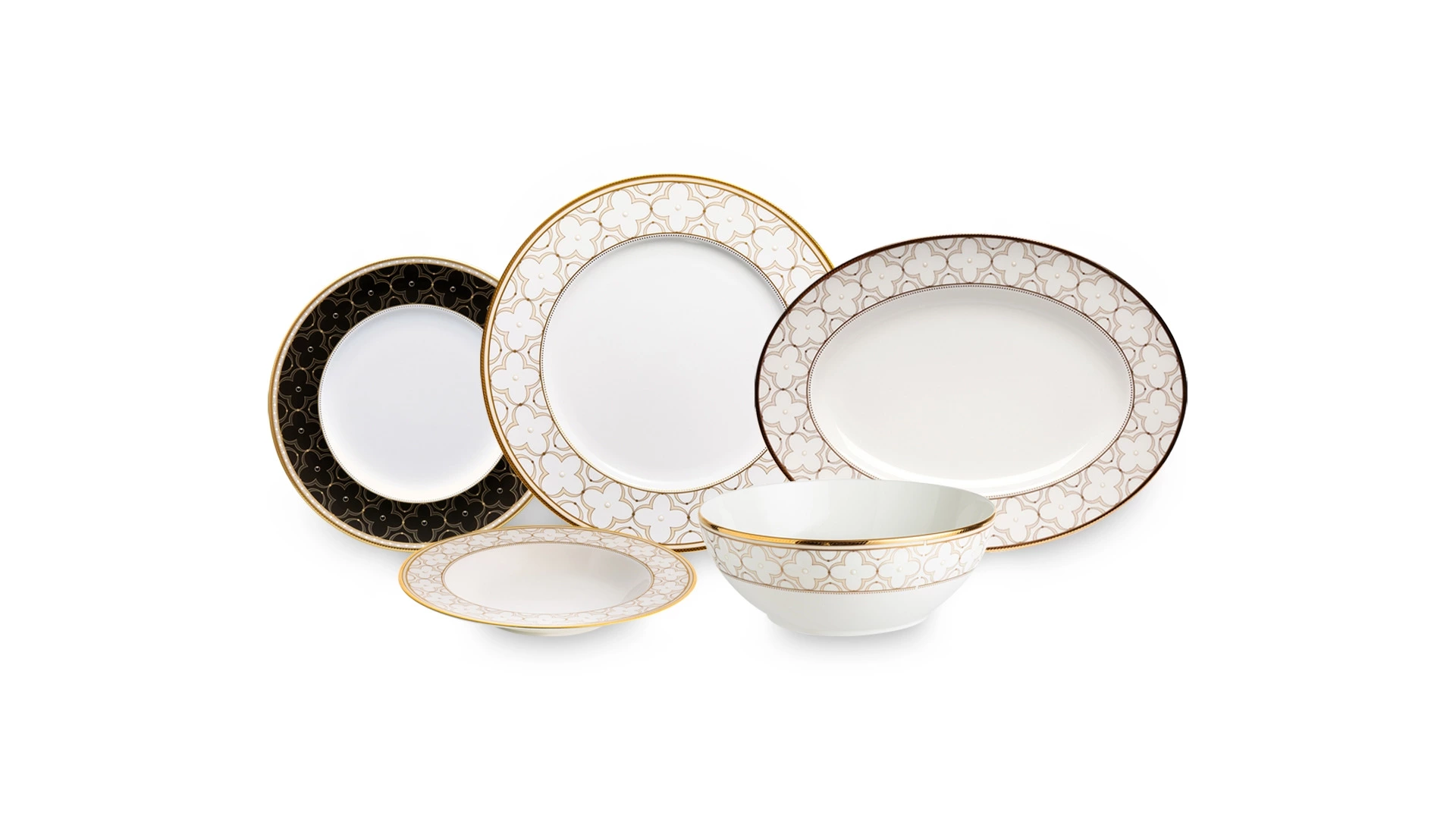 Сервиз столовый Noritake Трефолио, золотой кант на 6 персон 20 предметов №4