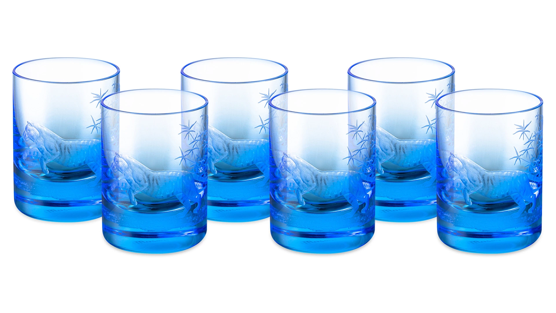 Набор стопок для водки Moser Виски сет Тигры 60 мл, 6 шт, аквамарин
