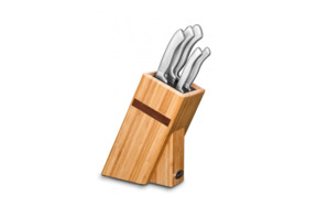 Набор ножей Deglon Орикс 6 предметов в подставке из бамбука, ручка сталь, п/к