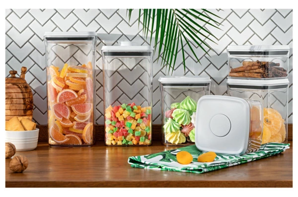 Контейнер для сыпучих продуктов с вакуумной крышкой WO HOME CLICK 520 мл, 12,3х10,5х7,7 см, пластик