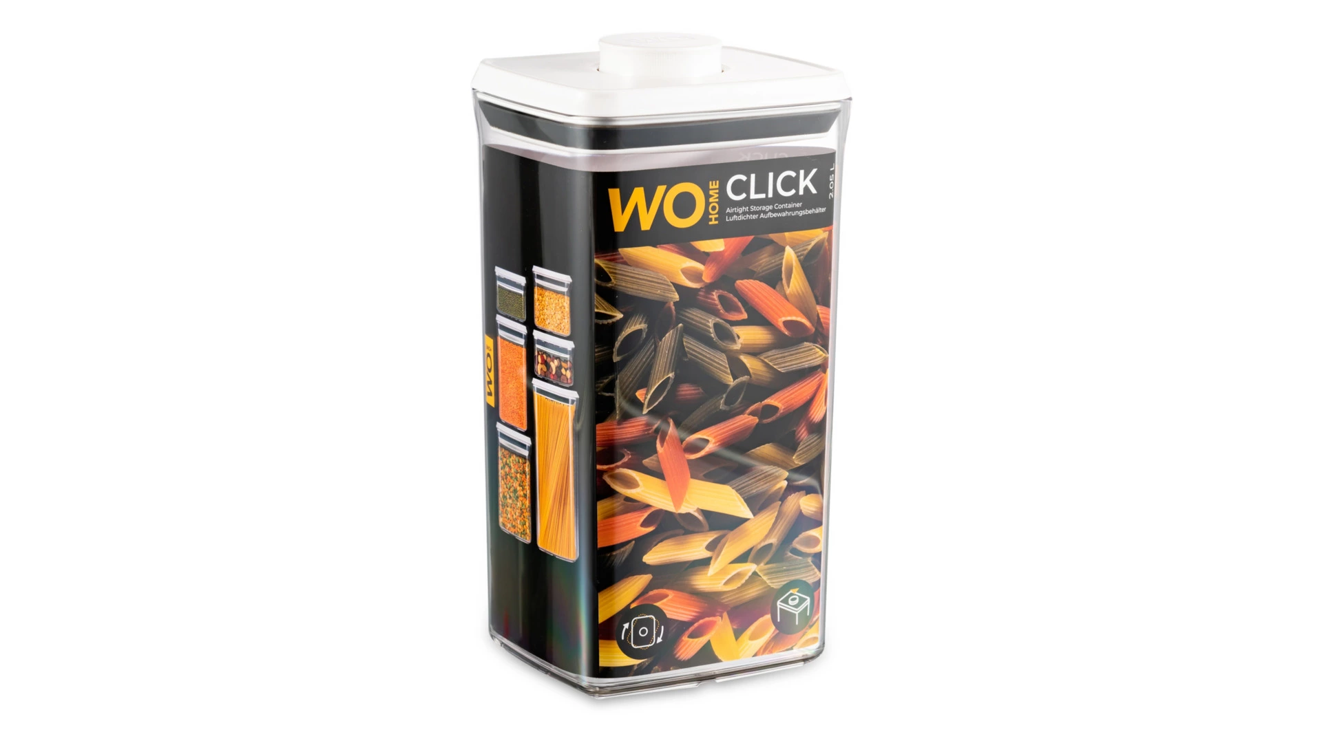 Контейнер для сыпучих продуктов с вакуумной крышкой WO HOME CLICK 2 л, 12,3х10,5х23 см, пластик