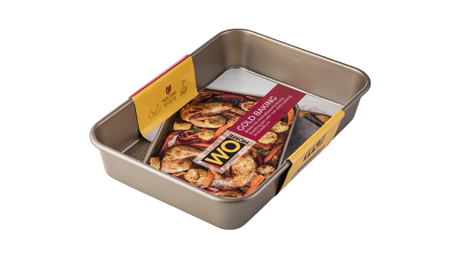 Форма для запекания прямоугольная WO HOME Gold Baking 34,2х24х6 см, сталь углеродистая, золотистая