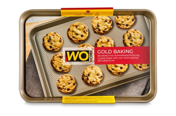 Форма для запекания прямоугольная WO HOME Gold Baking 38,7х26х2,6 см, сталь углеродистая, золотистая