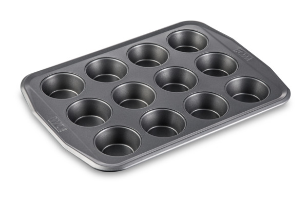 Форма для выпечки 12 кексов WO HOME Home Baking 40,4х28,6х3,5 см, сталь углеродистая, серая