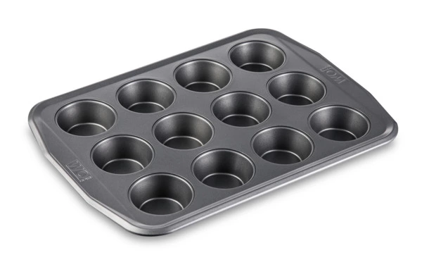 Форма для выпечки 12 кексов WO HOME Home Baking 40,4х28,6х3,5 см, сталь углеродистая, серая