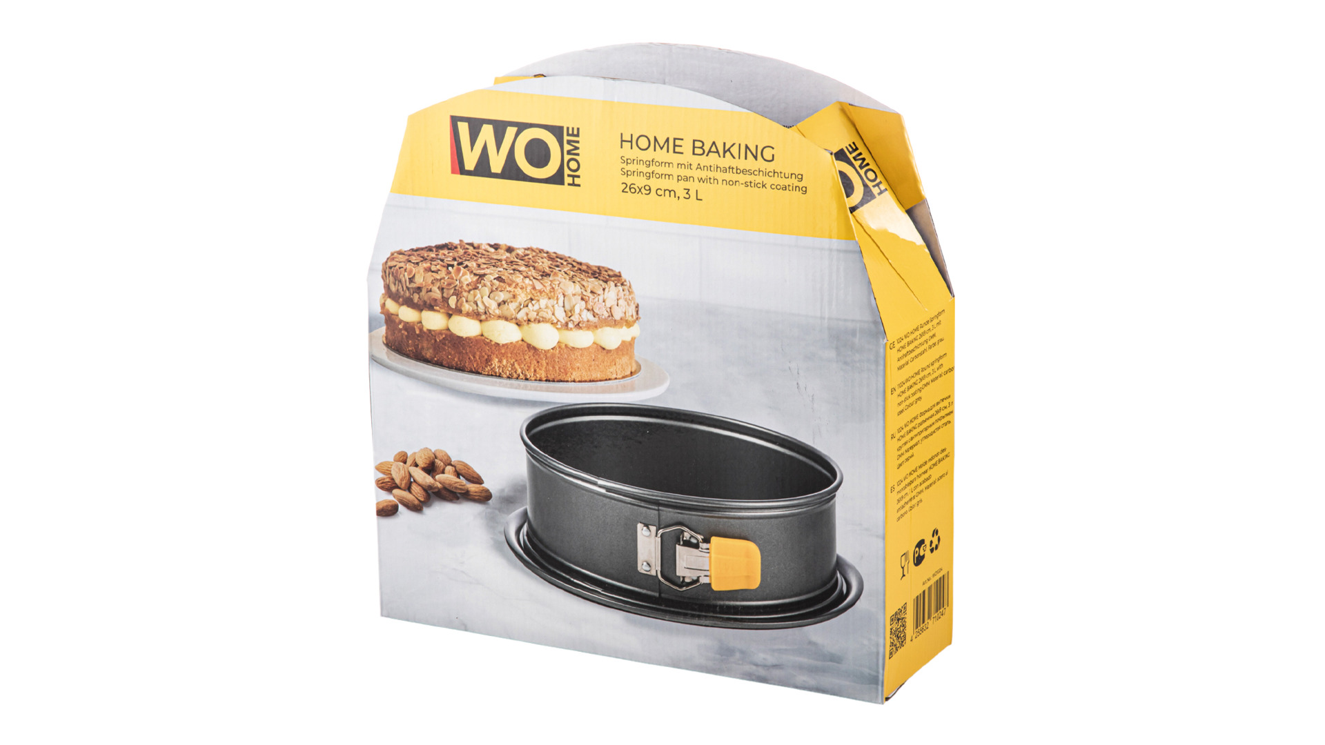 Форма для выпечки круглая разъемная WO HOME Home Baking 26x9 см, сталь углеродистая, серая