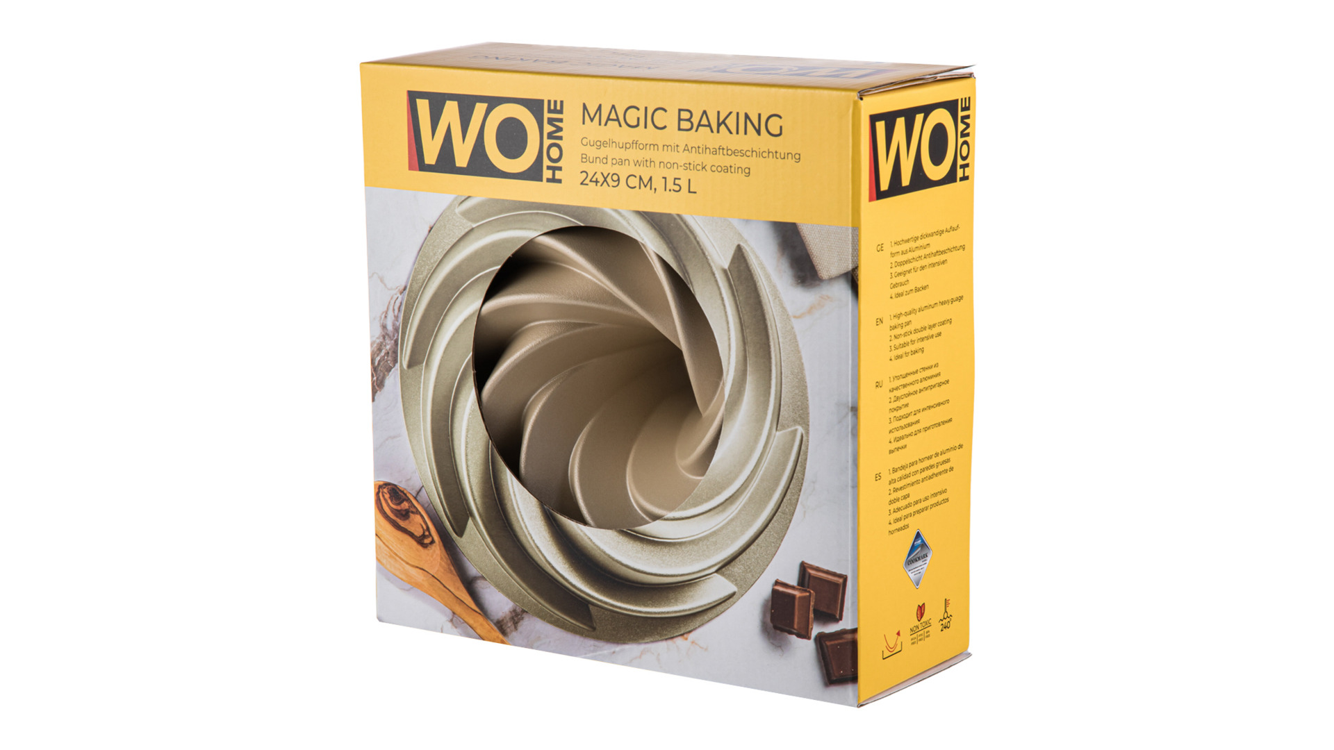 Форма для выпечки круглая WO HOME 3D Magic Baking 24х9 см, 1,5 л, алюминий, антипригарное покрытие