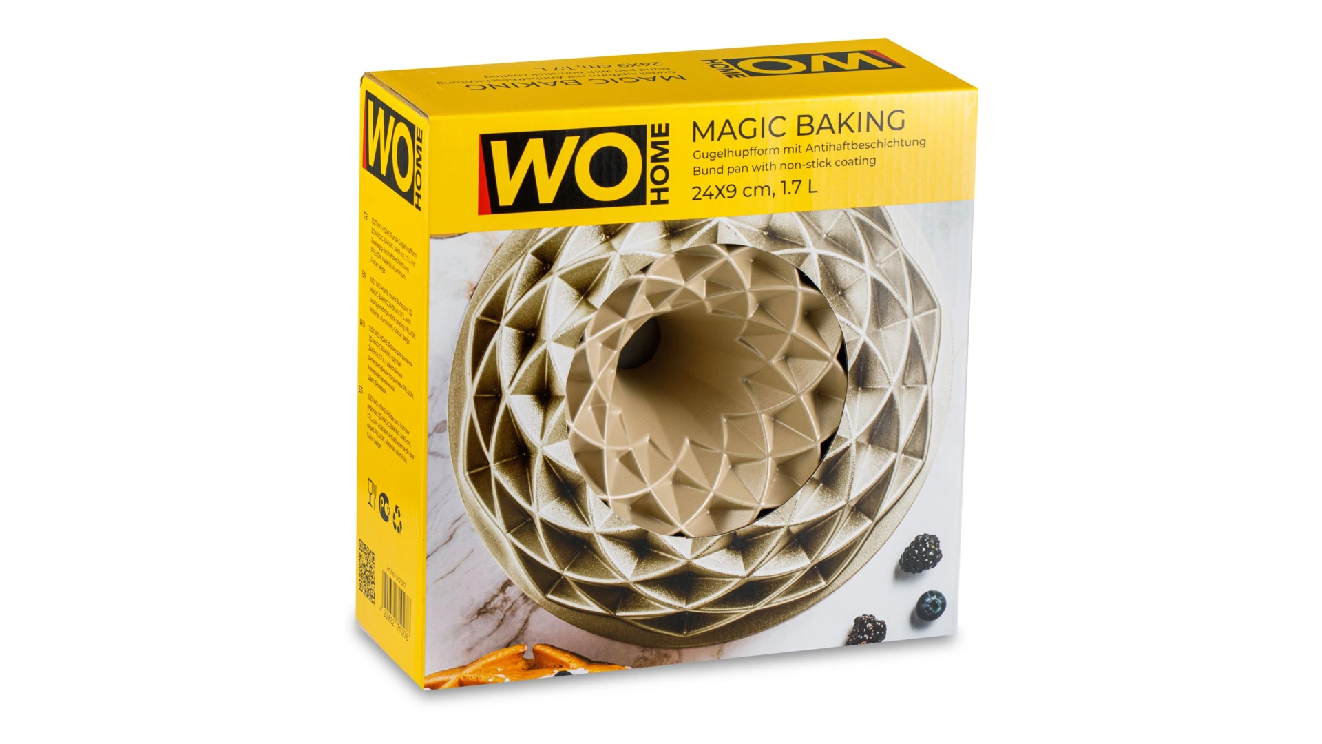 Форма для выпечки кекса WO HOME 3D Magic Baking 24х9 см, 1,7 л, алюминий, антипригарное покрытие