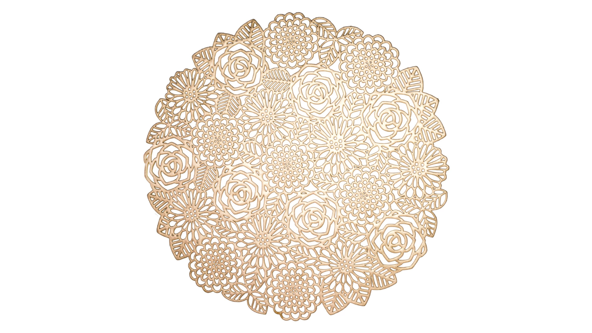 Салфетка подстановочная круглая Decor de table Home Rose 38 см, ПВХ, золотистая