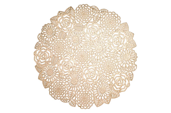 Салфетка подстановочная круглая Decor de table Home Rose 38 см, ПВХ, золотистая