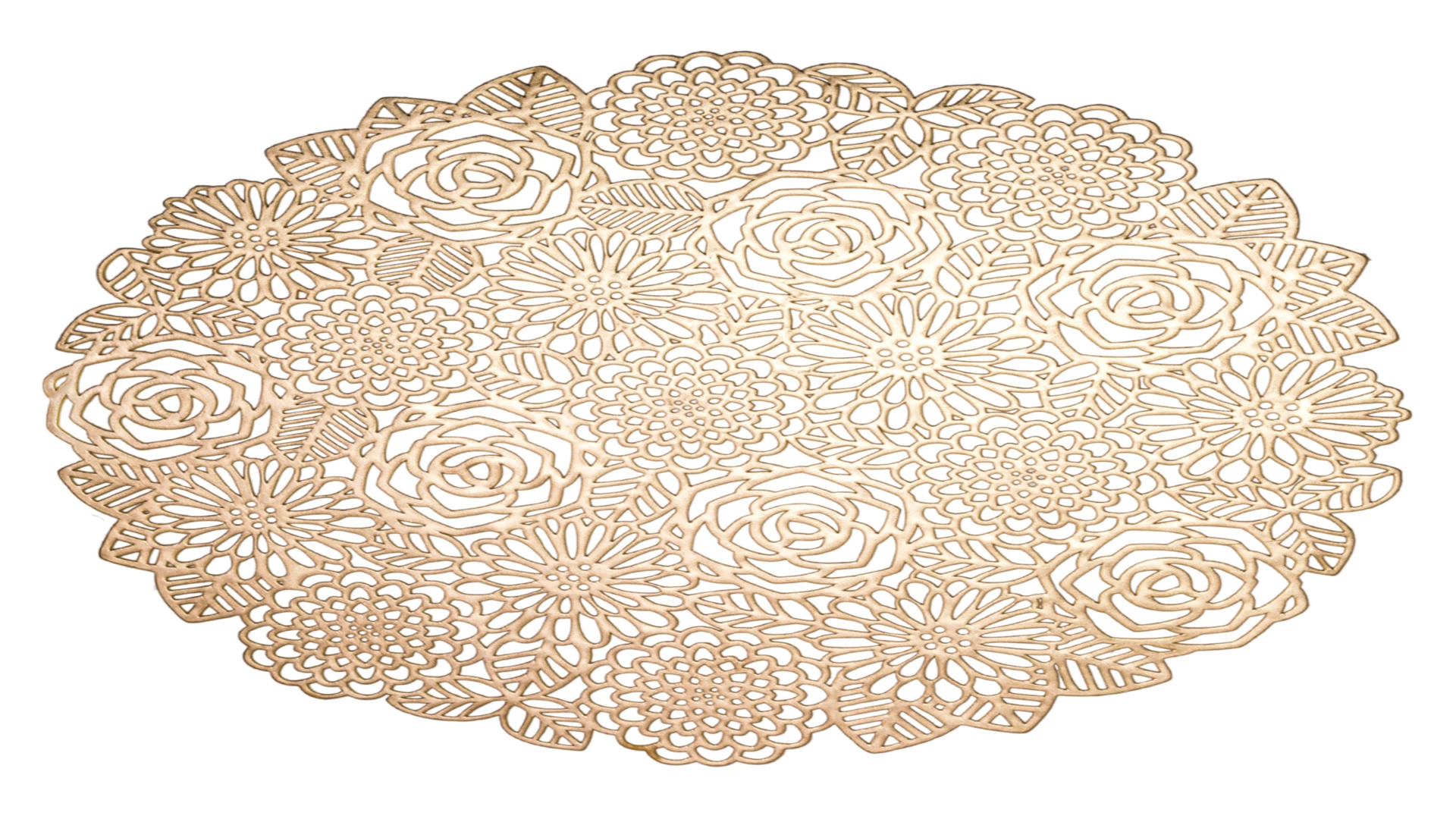 Салфетка подстановочная круглая Decor de table Home Rose 38 см, ПВХ, золотистая