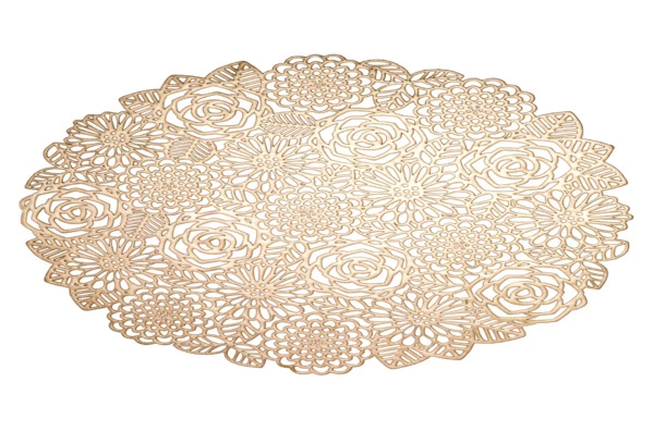Салфетка подстановочная круглая Decor de table Home Rose 38 см, ПВХ, золотистая