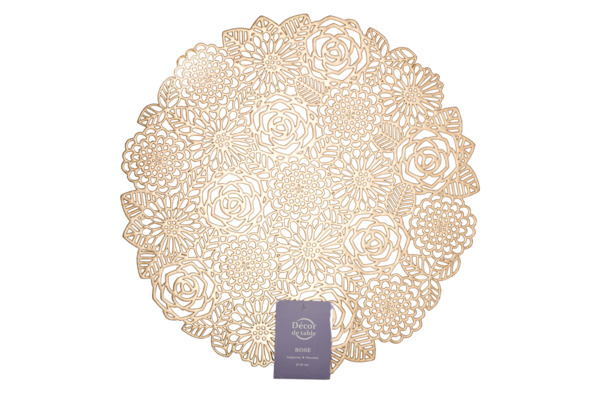 Салфетка подстановочная круглая Decor de table Rose 38 см, ПВХ, золотистая