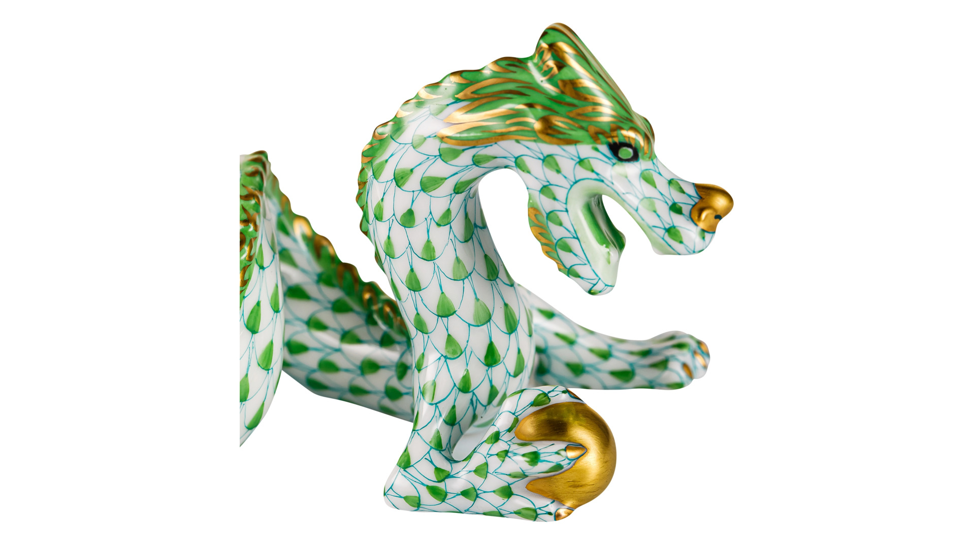 Фигурка Herend Дракон 13х5,5х5,5 см, фарфор, зеленая