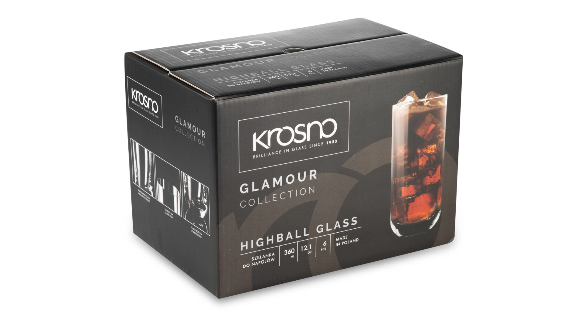 Набор стаканов для воды Krosno Гламур 360 мл, 6 шт, стекло