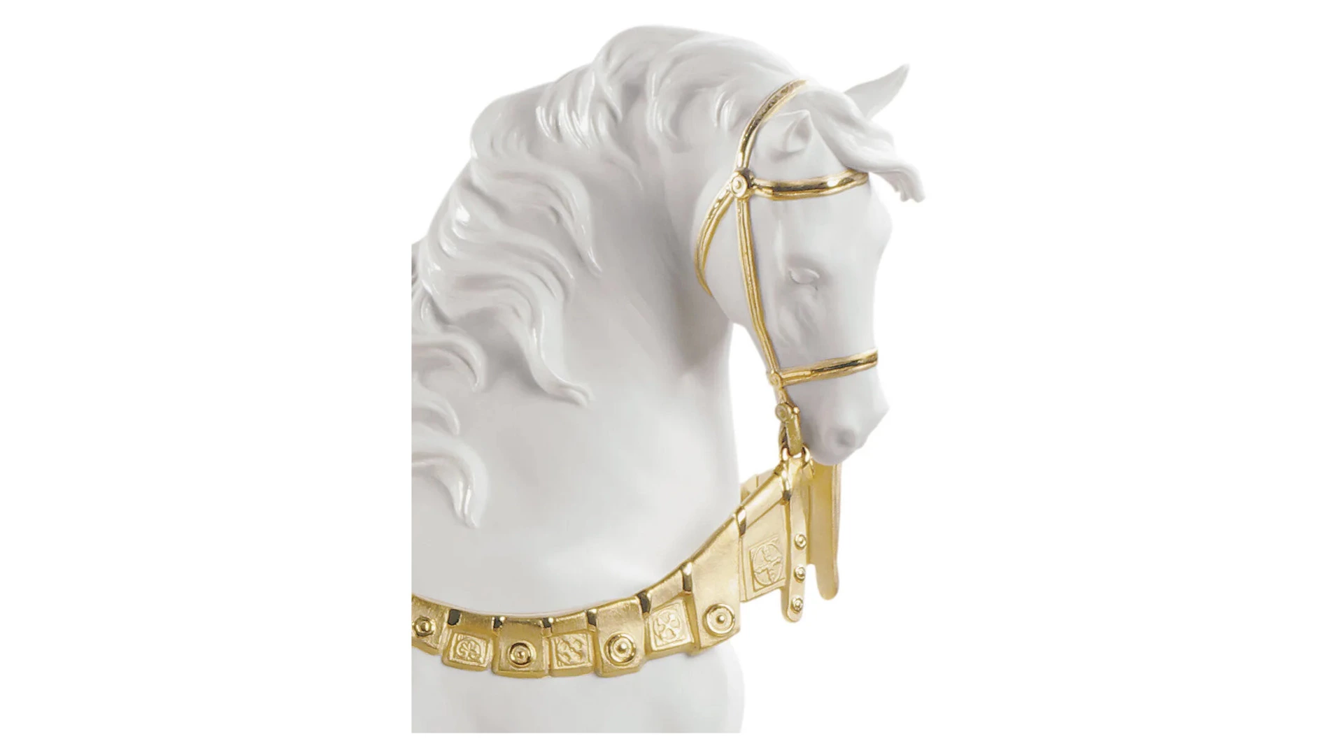 Фигурка Lladro Дворцовый конь Ре-Деко 40x42 см, фарфор, белый, золотой