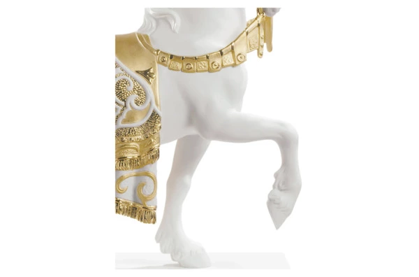 Фигурка Lladro Дворцовый конь Ре-Деко 40x42 см, фарфор, белый, золотой