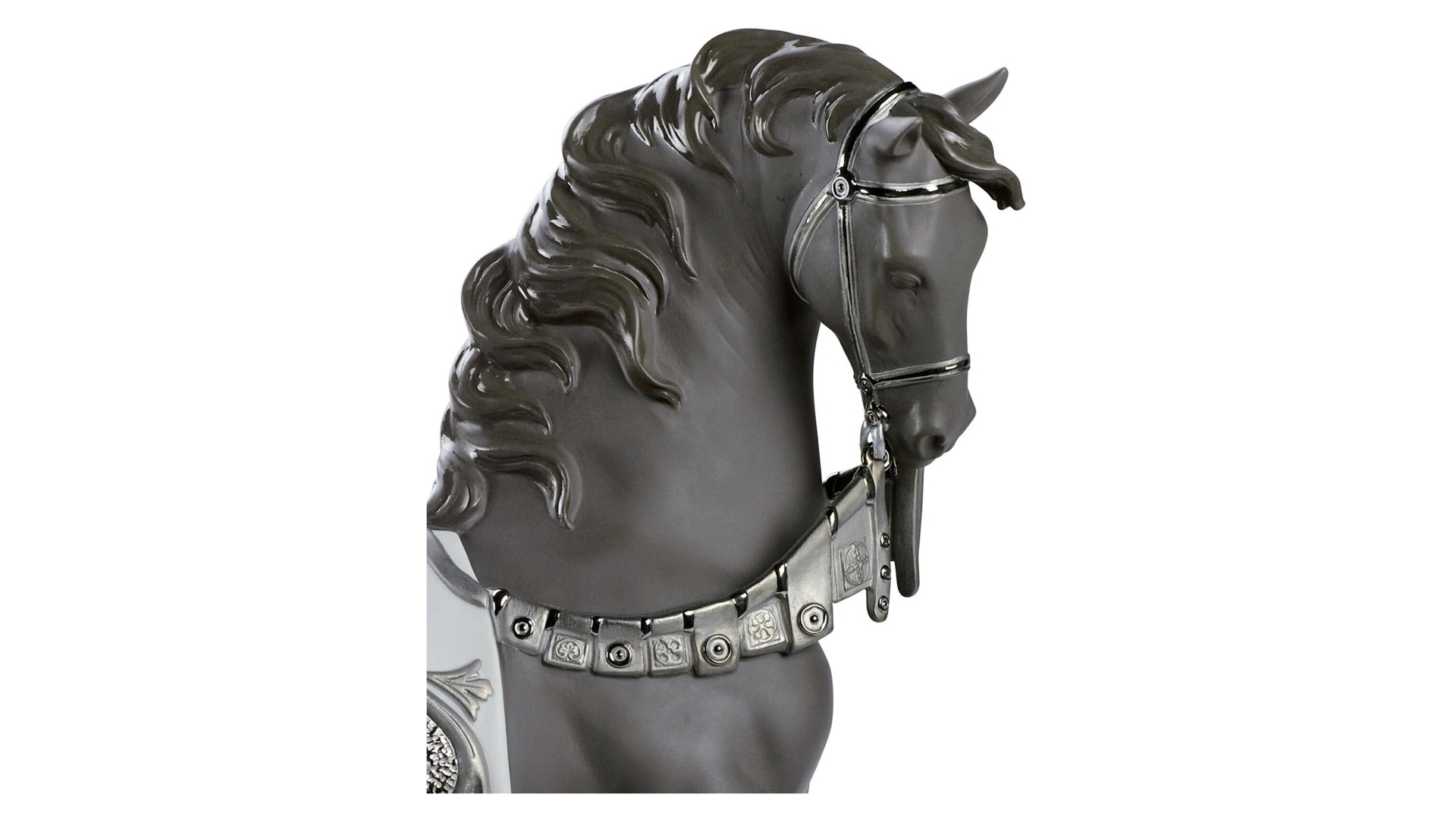 Фигурка Lladro Дворцовый конь Ре-Деко 40x42 см, фарфор, серый, серебристый