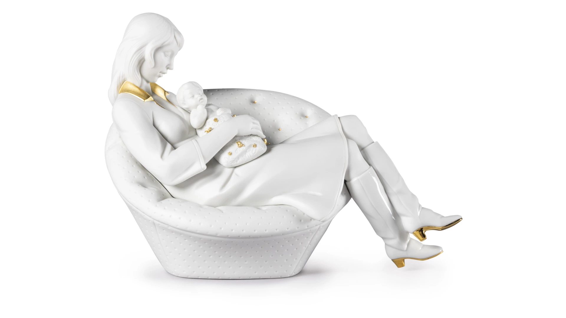 Фигурка Lladro В маминых объятьях 30x22см, фарфор, белый бисквит с золотом