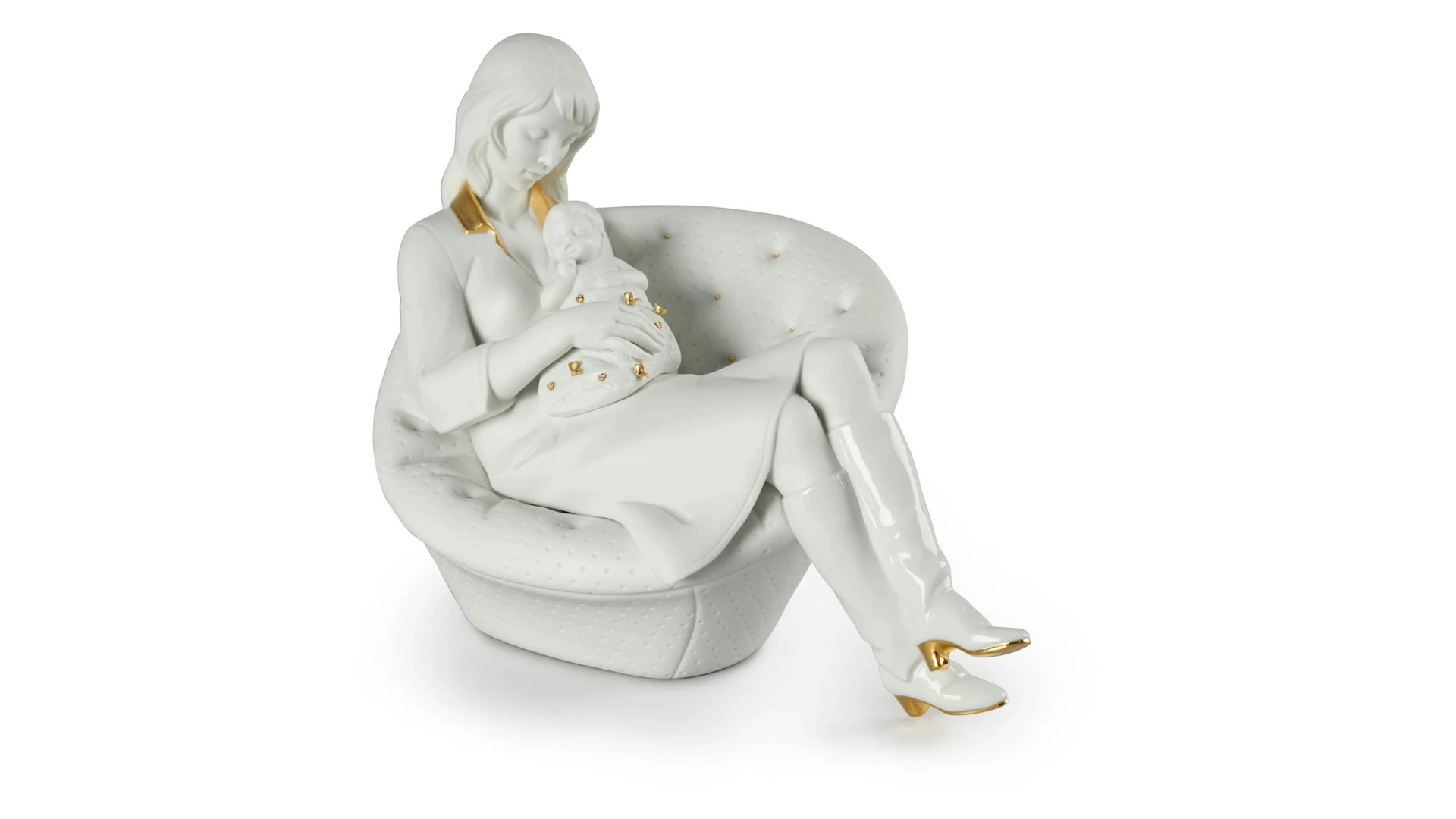 Фигурка Lladro В маминых объятьях 30x22см, фарфор, белый бисквит с золотом