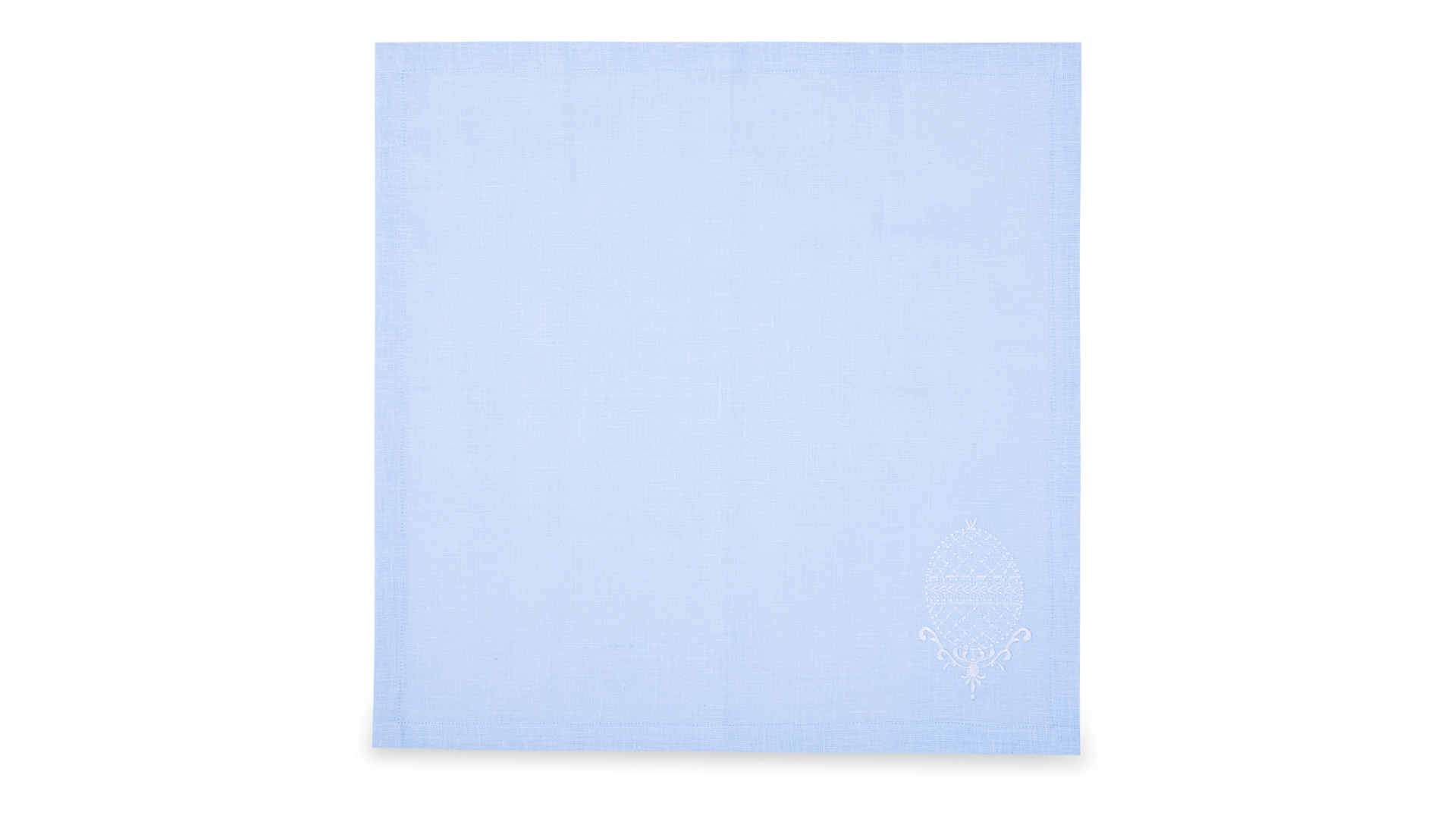 Набор салфеток подстановочных с вышивкой Moltomolto Пасха Царская 44 см, 6 шт, лен, голубая с белым,