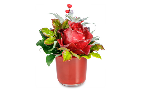 Роза Баркарола с ягодами из холодного фарфора