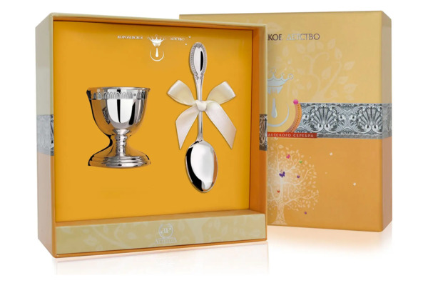 Набор для завтрака в футляре АргентА Император, подставка под яйцо и ...