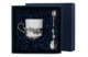 Чашка чайная с ложкой в футляре Аргента серебро 925 и Фарфор Виноград 105,87 г, серебро 925