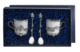 Набор кофейный в футляре АргентА Серебро и Фарфор Виноград 188,9 г, 4 предмета, серебро 925