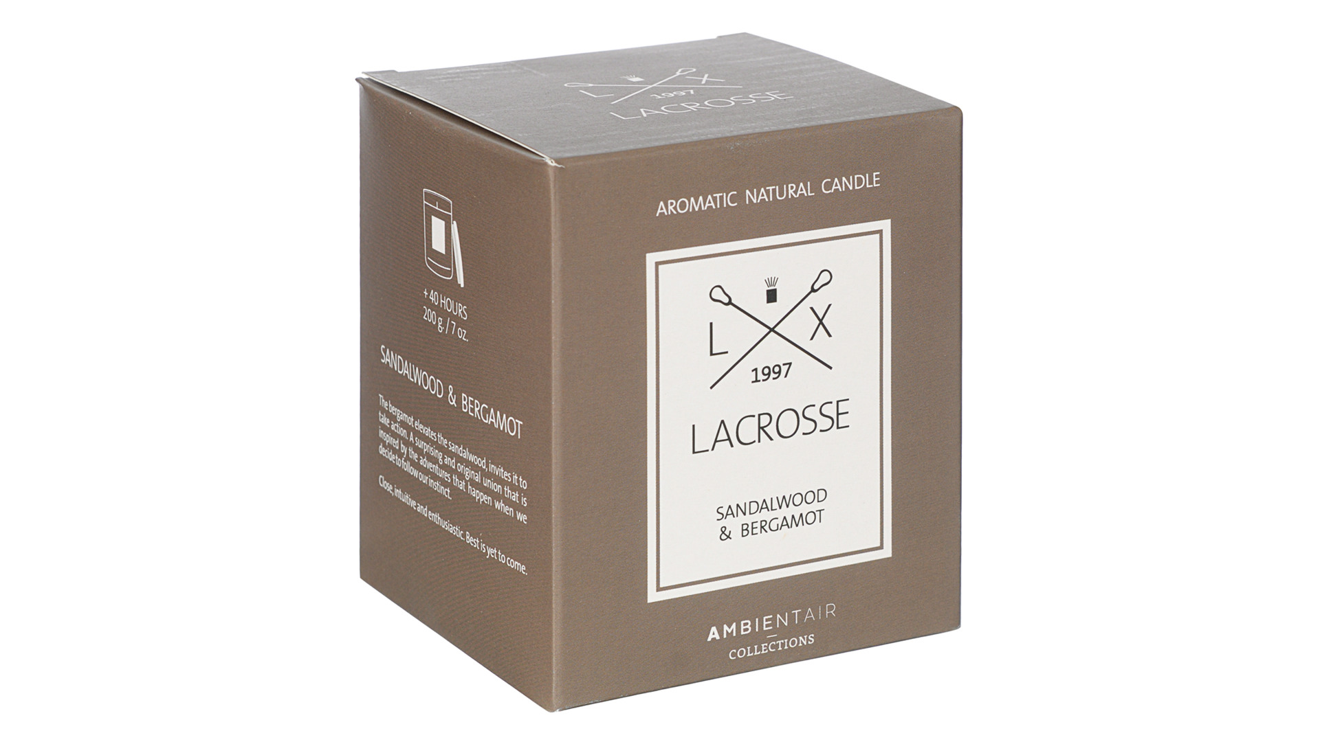 Свеча ароматическая Ambientair Lacrosse Сандал и бергамот (новая) 40 ч