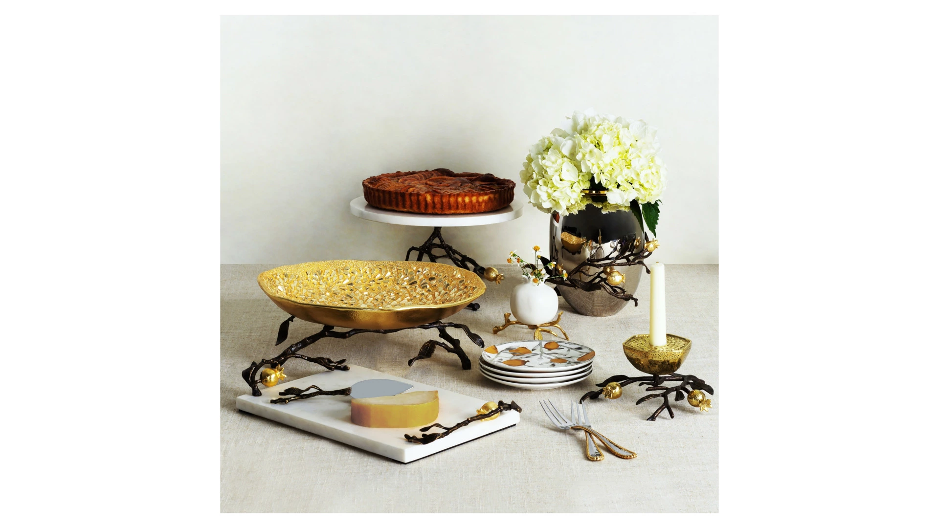 Блюдо для торта на ножке Michael Aram Гранат 28 см, мрамор