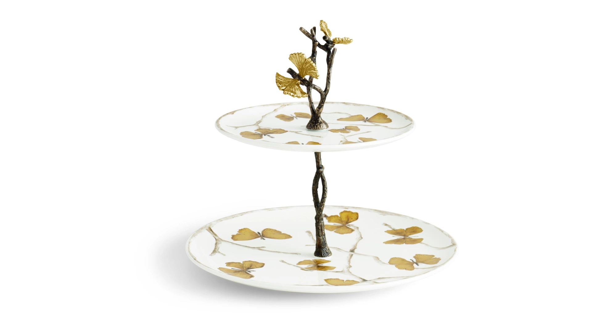 Блюдо двухъярусное Michael Aram Бабочки гинкго 28 см, фарфор
