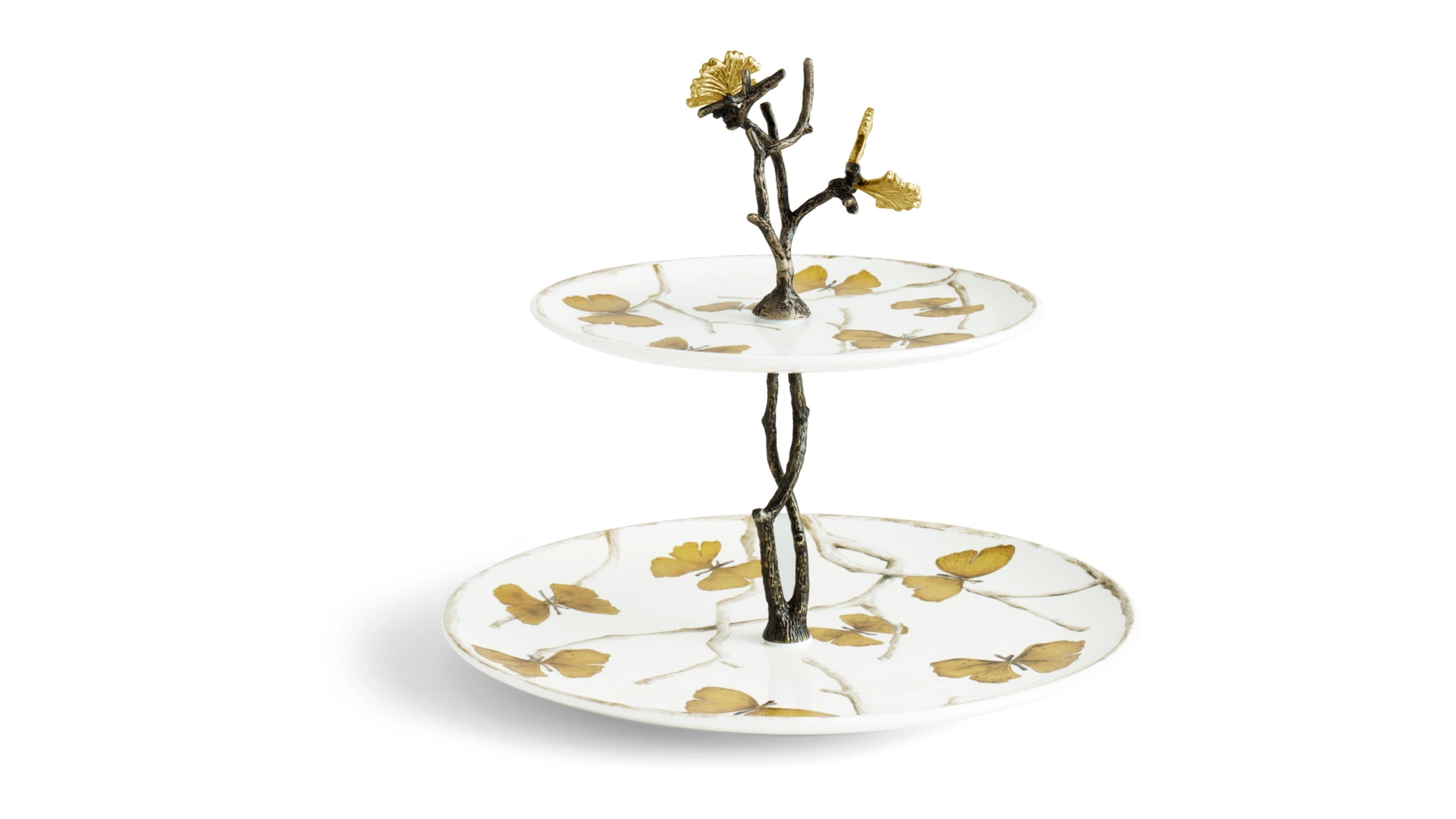 Блюдо двухъярусное Michael Aram Бабочки гинкго 28 см, фарфор