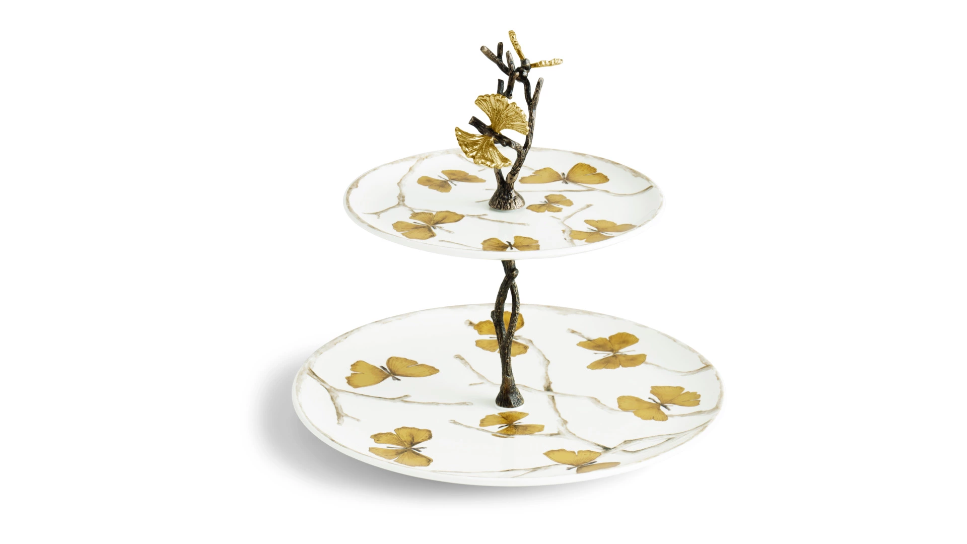 Блюдо двухъярусное Michael Aram Бабочки гинкго 28 см, фарфор