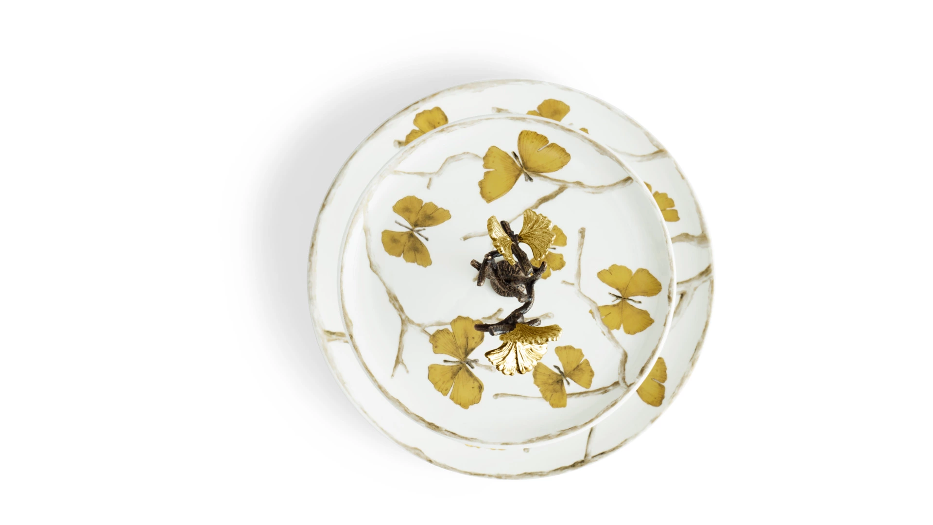 Блюдо двухъярусное Michael Aram Бабочки гинкго 28 см, фарфор