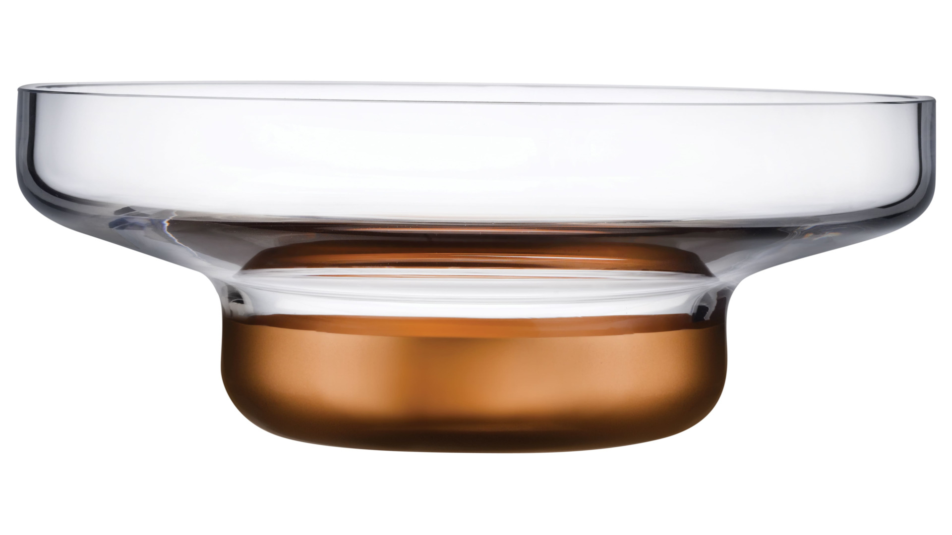 Чаша декоративная Nude Glass Контур d36 см, прозрачная медным дном, хрусталь