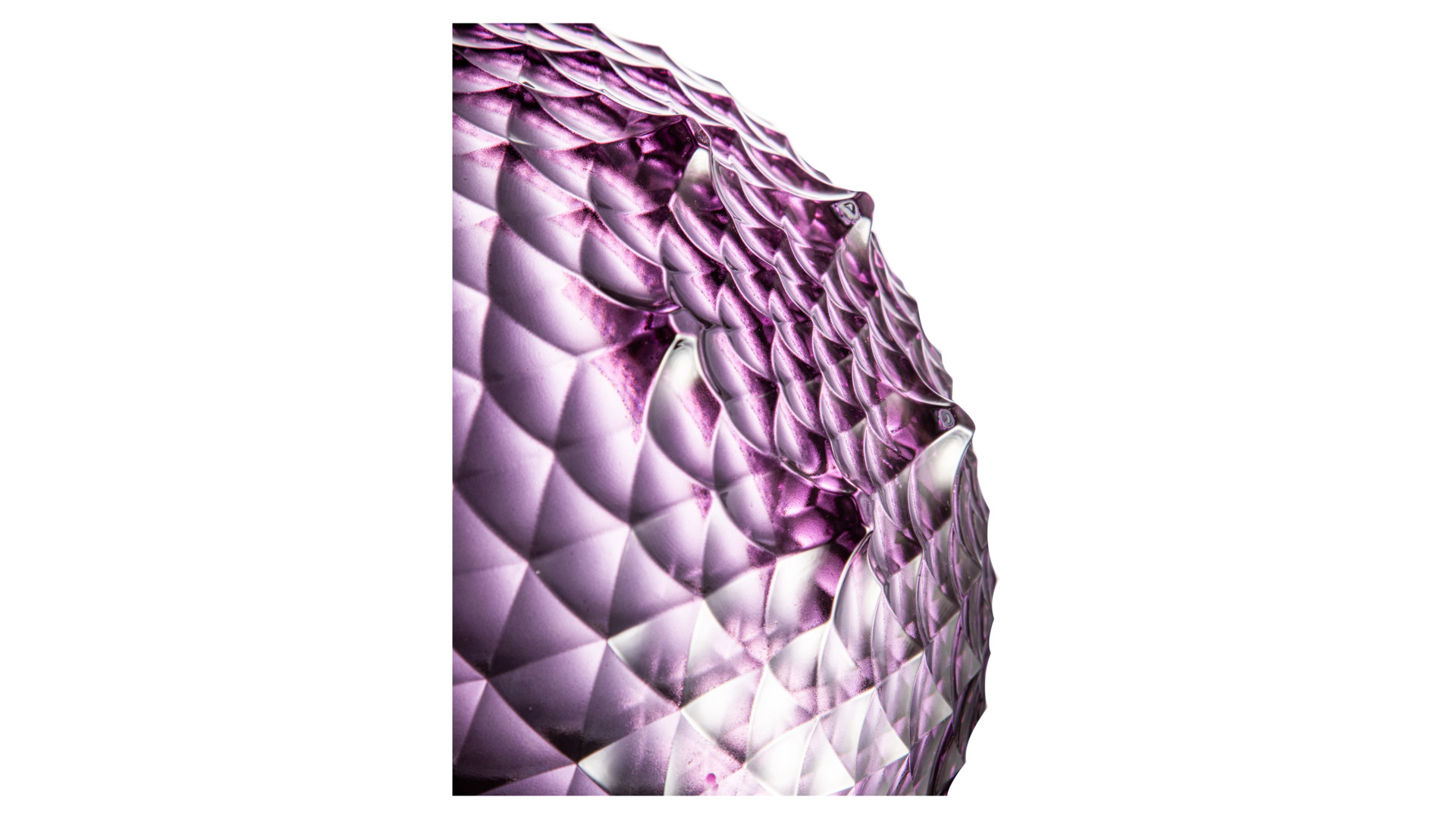 Конфетница с крышкой Cristal de Paris Каскад 28 см, h18 см, лиловая, ручка сатиновый цветок