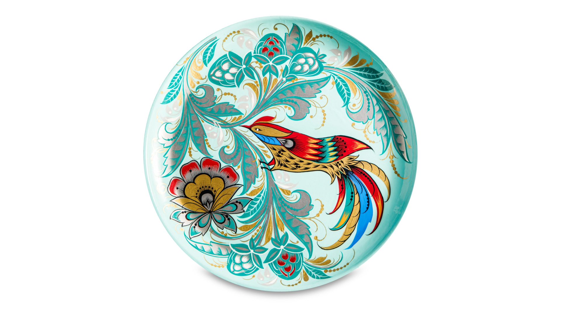 Тарелка декоративная Хохломская Роспись Райские птицы 21 см, дерево