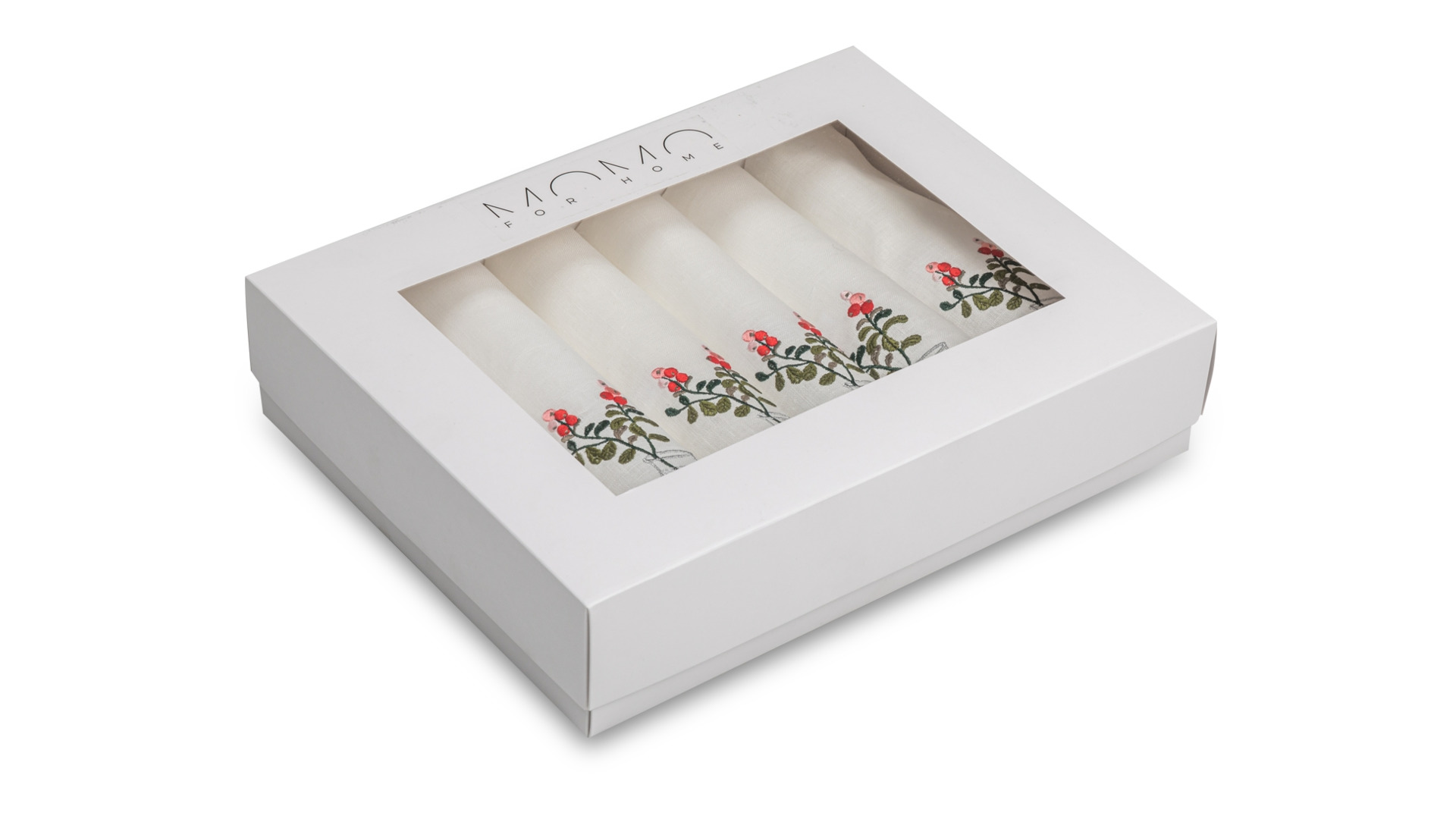 Набор салфеток сервировочных Momo for home Каменные цветы розовые 42х42 см, 6 шт, белый, лен, п/к