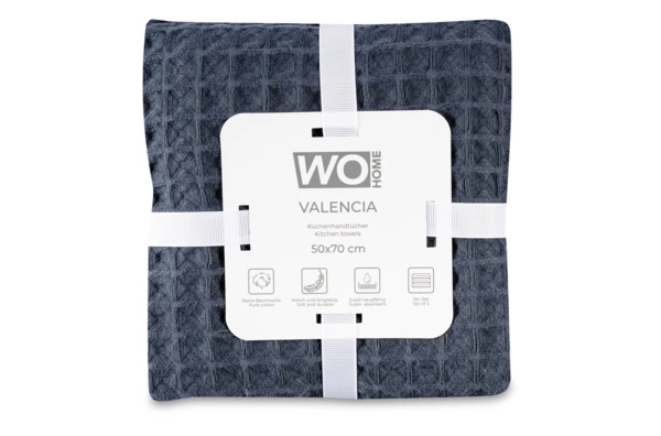 Набор полотенец кухонных WO HOME VALENCIA 50х70 см, 3 шт, хлопок, серый, белый, розовый, п/к