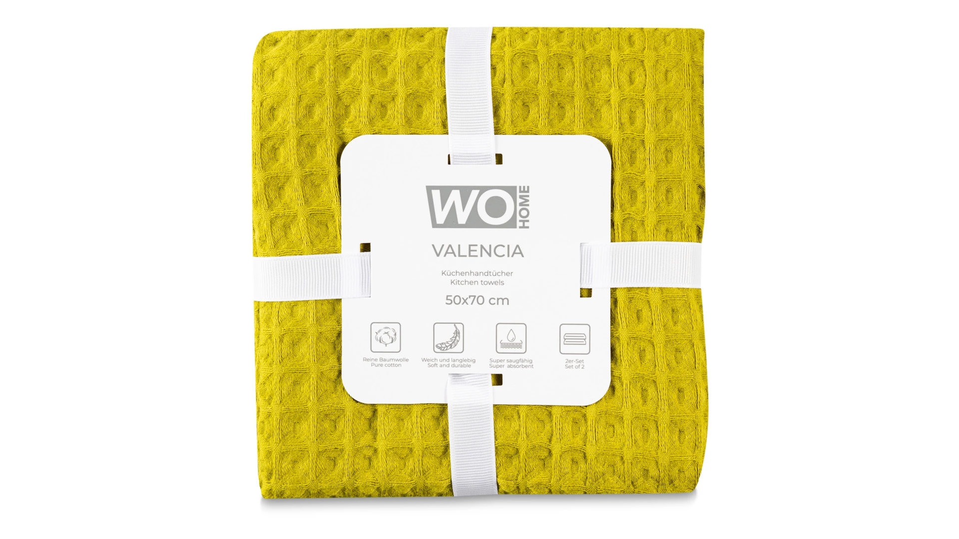 Набор полотенец кухонных WO HOME VALENCIA 50х70 см, 2 шт, хлопок, зеленый, п/к